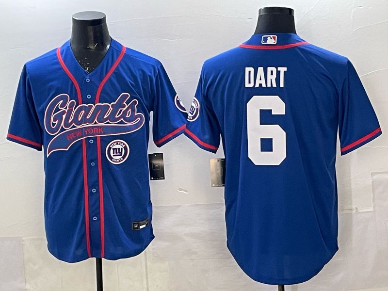 Men 2025 New York Giants #6 Dart Blue Joint Name Nike Limited NFL Jersey 07